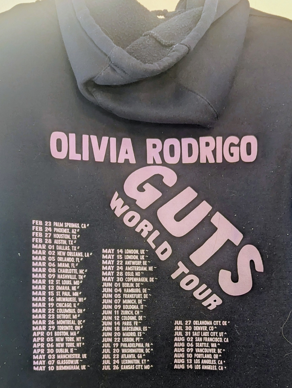 Olivia Rodrigo Black Graphic Guts Tour Hoodie with Colorful Star Print